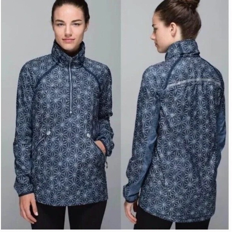 Lululemon Miss Misty Ii Rain Jacket Sashiko Star Inkwell Pullover Size 2